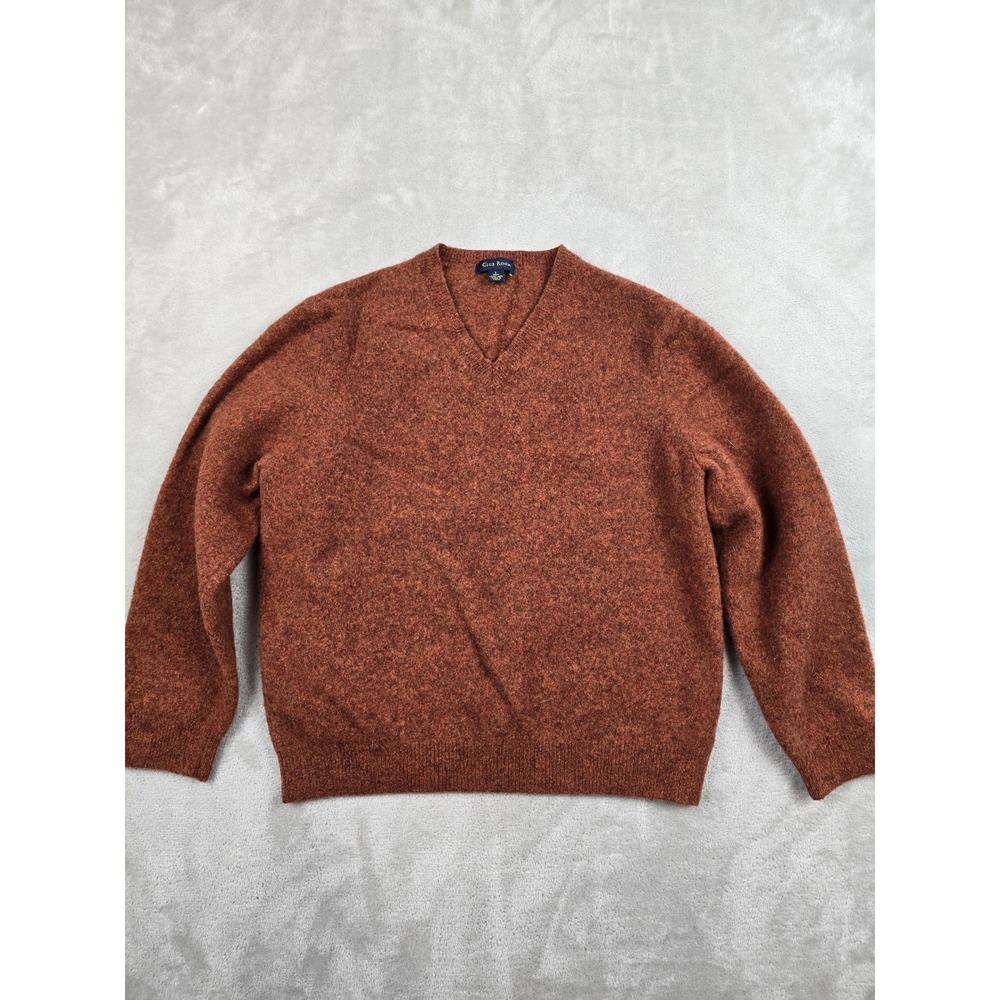 Club Room V-Neck Sweater Women L Fit M Rust Orange 100% Lambswool Knit *Read